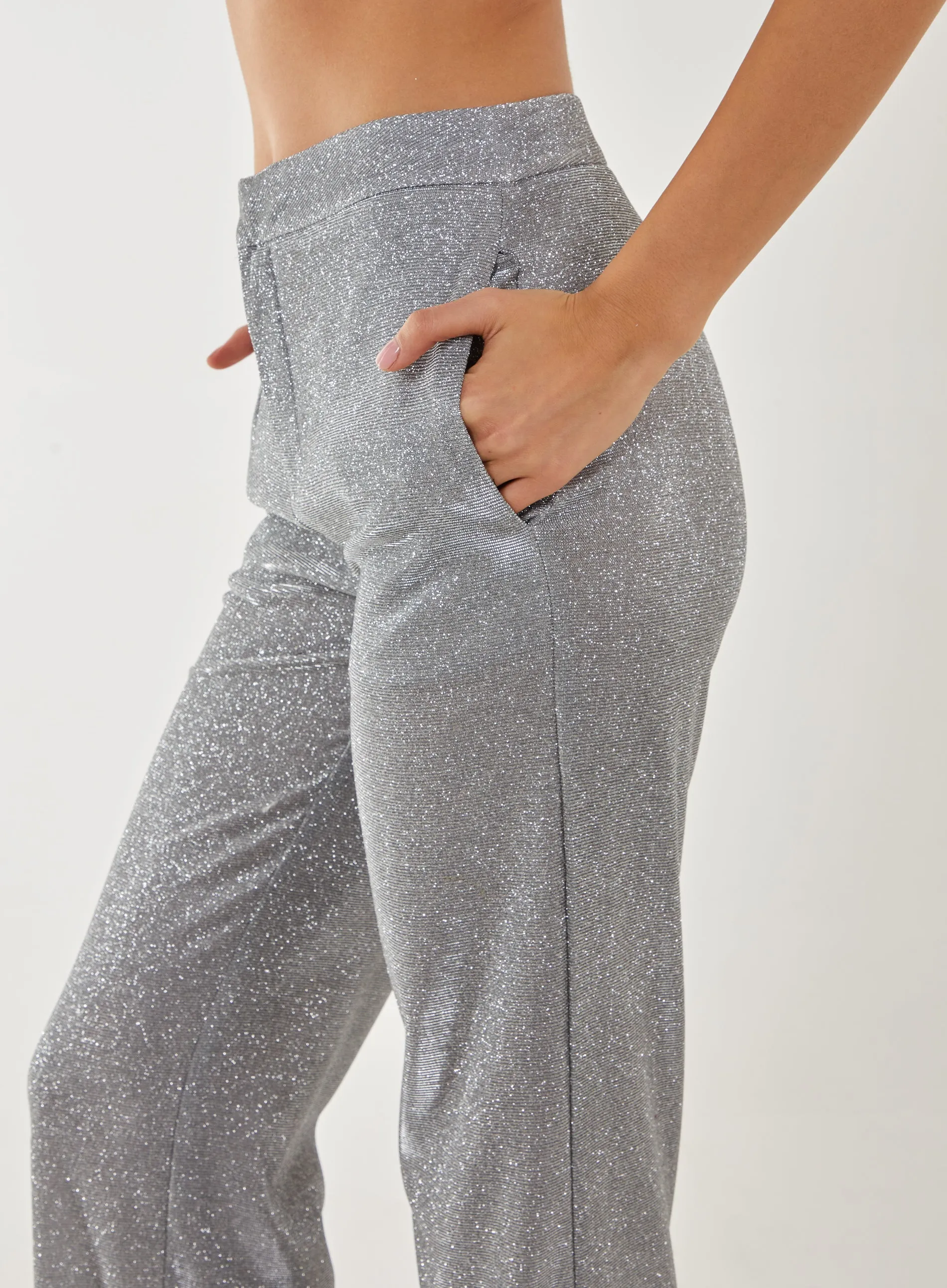 Metallic Straight Leg Trousers