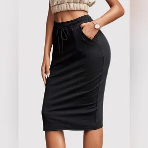 Midi Skirt with drawstring and pockets