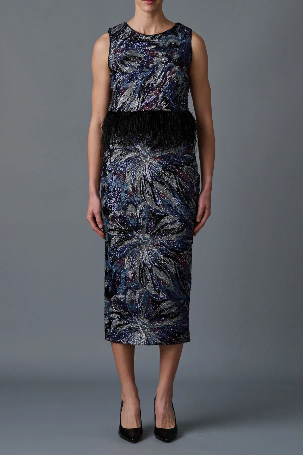Midnight Abstract Floral Skirt