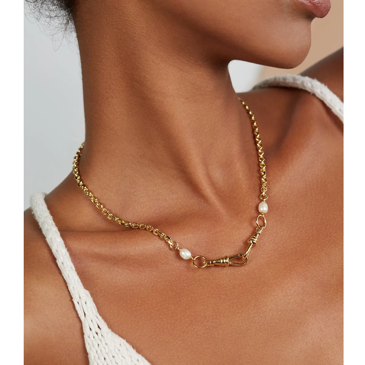 Mini Pearl Mask Chain in Silver