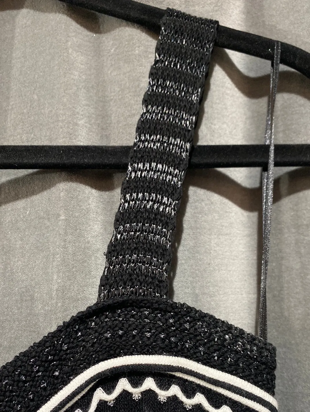 MISSONI Black and White Print Spaghetti Strap Knit Body Con Midi Dress