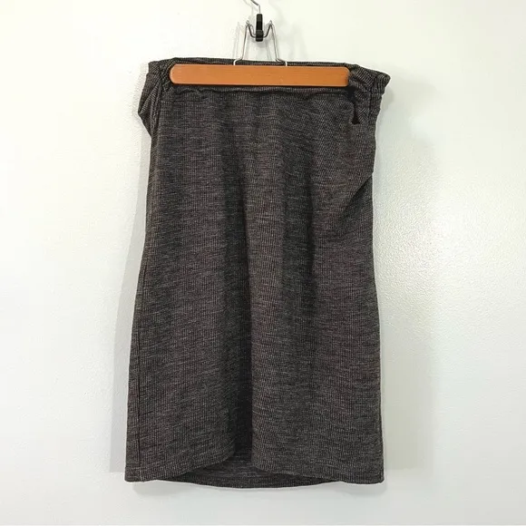 MM LaFleur The Soho Gray Ruched Wool Midi Pencil Skirt Houndstooth Work Large