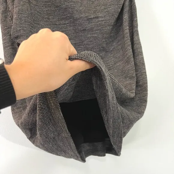 MM LaFleur The Soho Gray Ruched Wool Midi Pencil Skirt Houndstooth Work Large