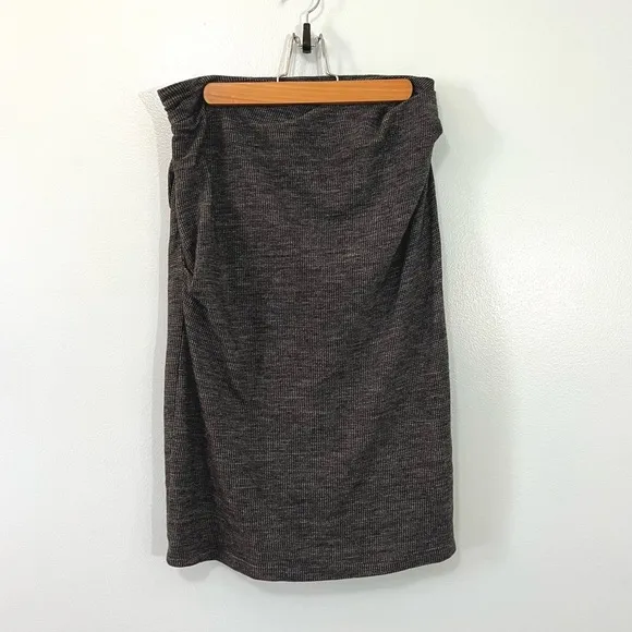 MM LaFleur The Soho Gray Ruched Wool Midi Pencil Skirt Houndstooth Work Large