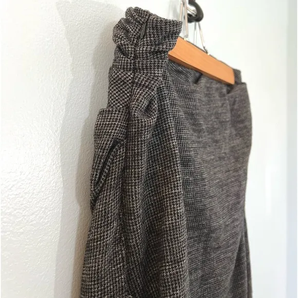 MM LaFleur The Soho Gray Ruched Wool Midi Pencil Skirt Houndstooth Work Large