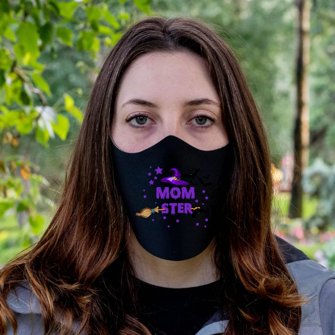 Mom-Ster Fitted Face Mask For Halloween Colors Black Or White