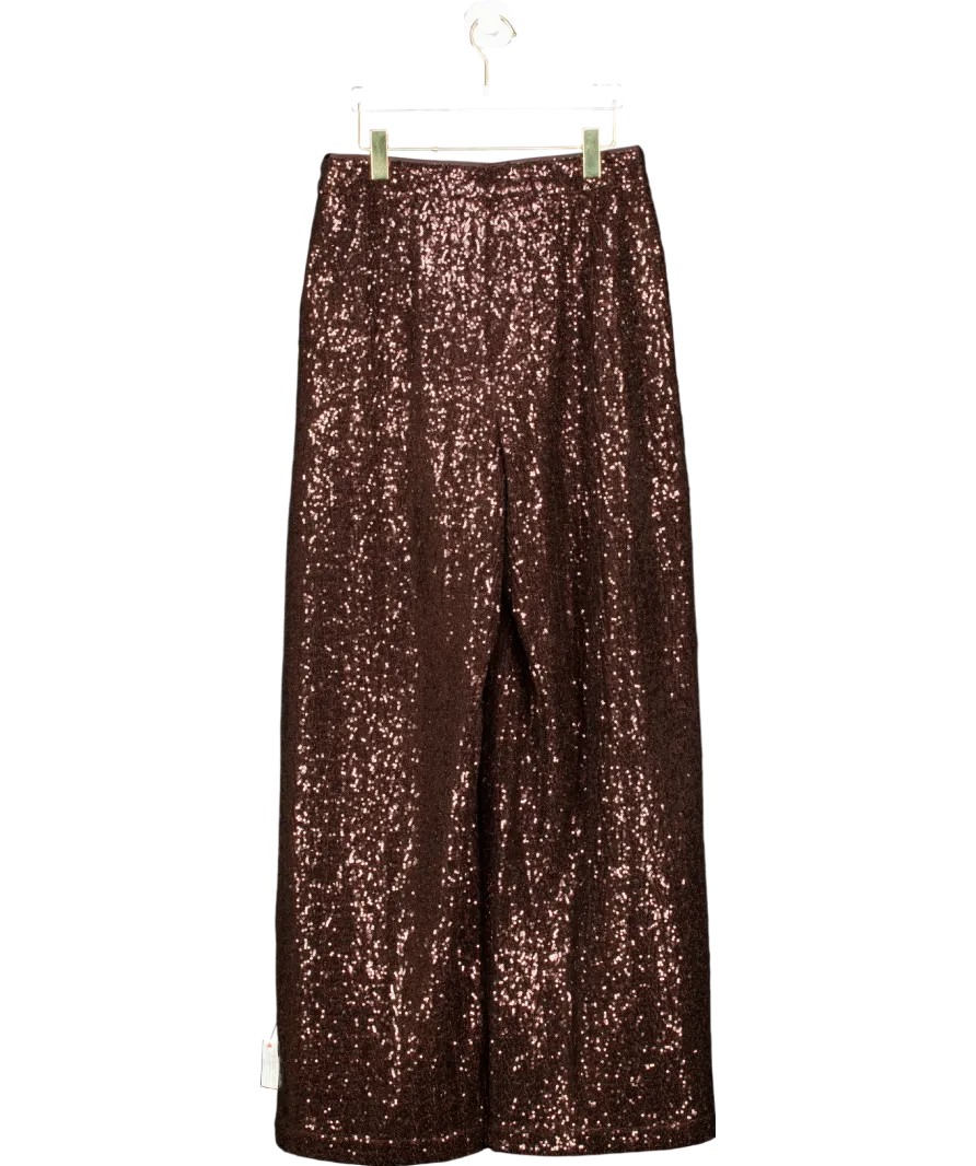 Monsoon X Sarah Corbett-winder Wide Leg Sequin Trousers Bronze UK 16