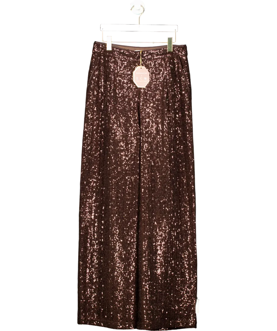Monsoon X Sarah Corbett-winder Wide Leg Sequin Trousers Bronze UK 16