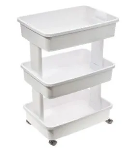 Multipurpose 3-Tier Plastic Rolling Laundry Cart Organizer Storage Baskets Decor