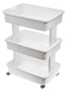 Multipurpose 3-Tier Plastic Rolling Laundry Cart Organizer Storage Baskets Decor