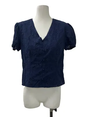 Navy Embroidered Blouse