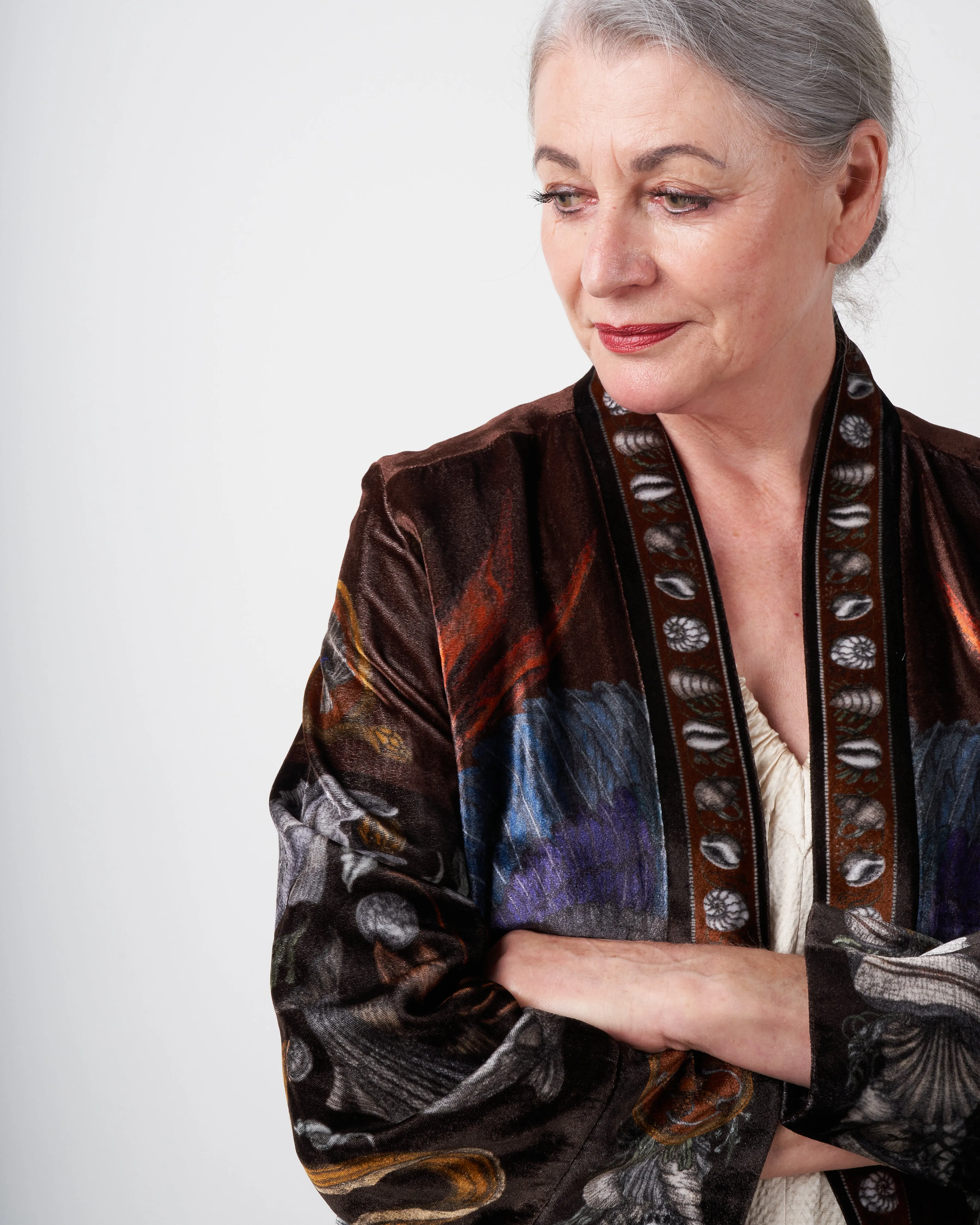 neptune's riches silk velvet midi jacket - rosso