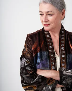 neptune's riches silk velvet midi jacket - rosso
