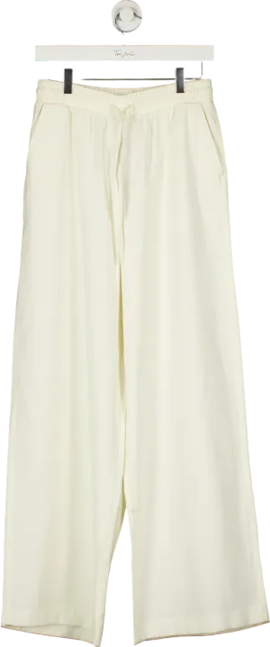 New Look Cream Drawstring Wide Leg Trousers UK 10
