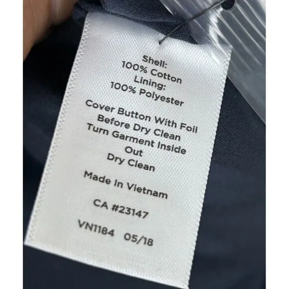 New Talbots Women 10 Skirt Navy Blue CottonTweed Faux Wrap Lined Logo Button T4