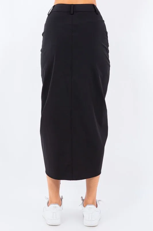 Nivette Side Shirring Ruched Nylon Skirts