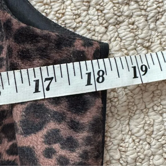 Nordstrom Black Brown Faux Fur Animal Print Waistcoat Vest Top Size 10 NWOT