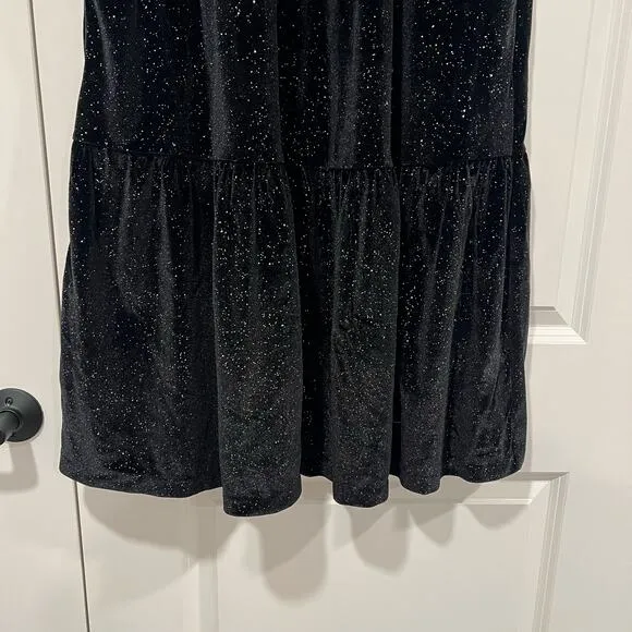 NWT J Crew Sleeveless Midi Velvet Dress‎ with Sparkles Black Size 14 MSRP $128