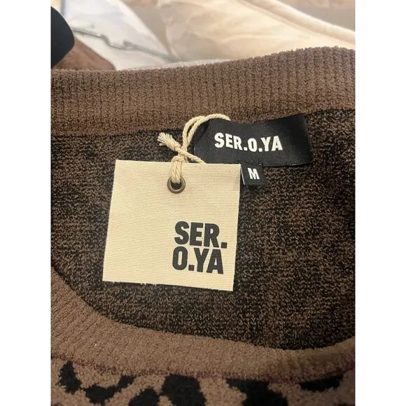 NWT SER.O.YA Women's Leopard Printed Skirt Stretchy Size Medium Cheetah Jacquard