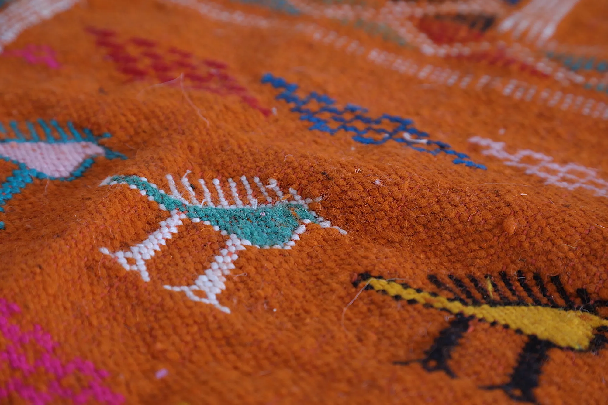 Orange Moroccan Kilim Rug 3 x 4.9 FT - Handwoven Beauty