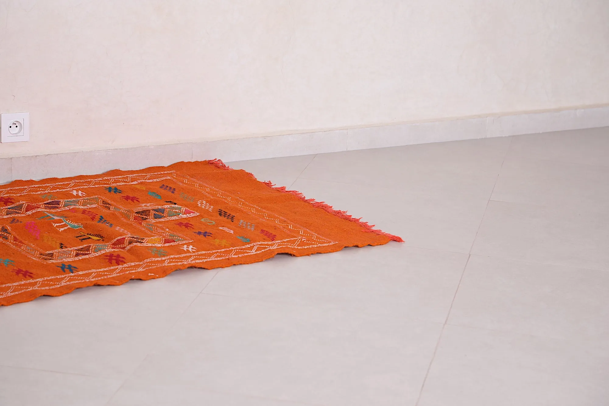 Orange Moroccan Kilim Rug 3 x 4.9 FT - Handwoven Beauty