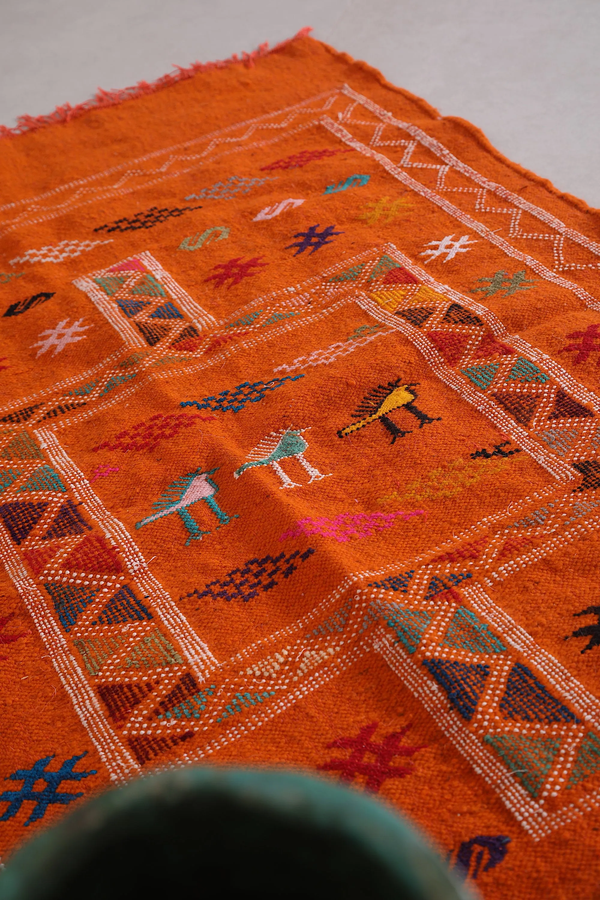 Orange Moroccan Kilim Rug 3 x 4.9 FT - Handwoven Beauty