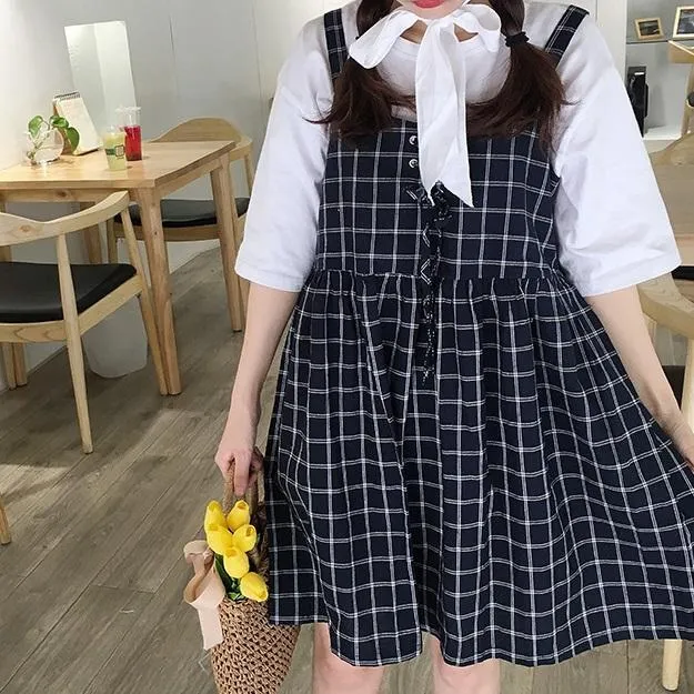 Overall Plaid Skirt