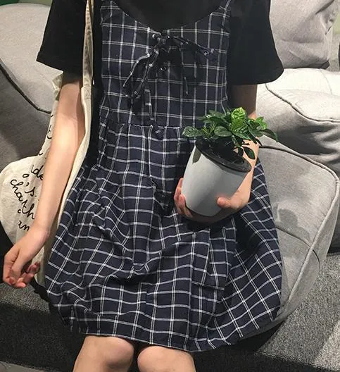 Overall Plaid Skirt