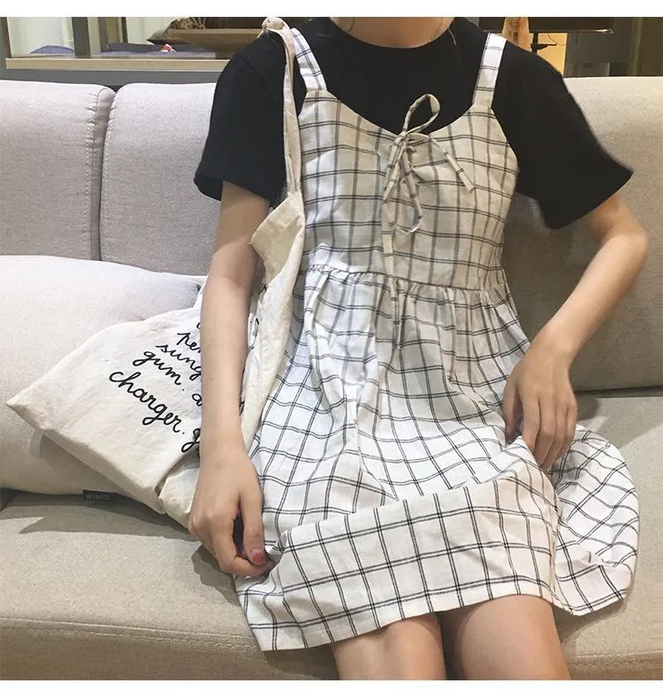 Overall Plaid Skirt