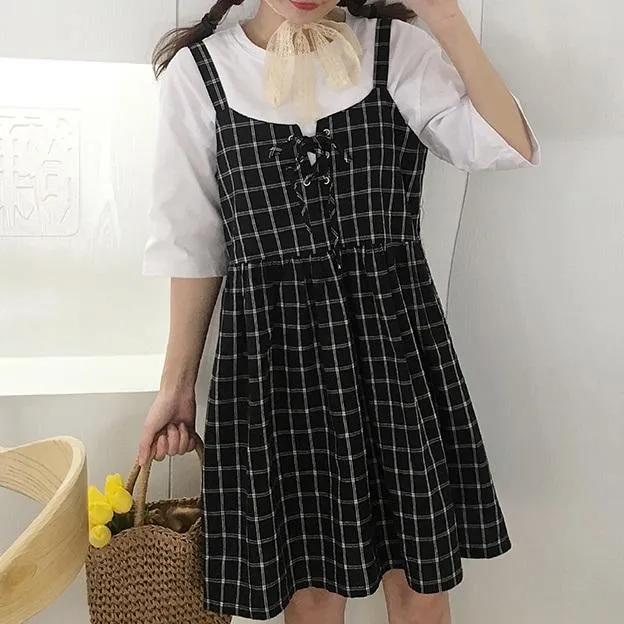 Overall Plaid Skirt