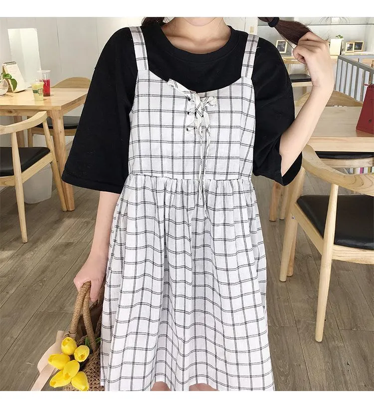 Overall Plaid Skirt