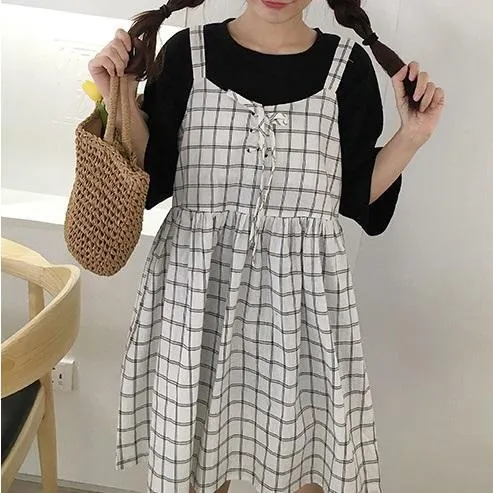 Overall Plaid Skirt