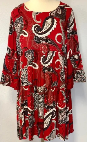 PAISLEY PRINT TIERED DRESS