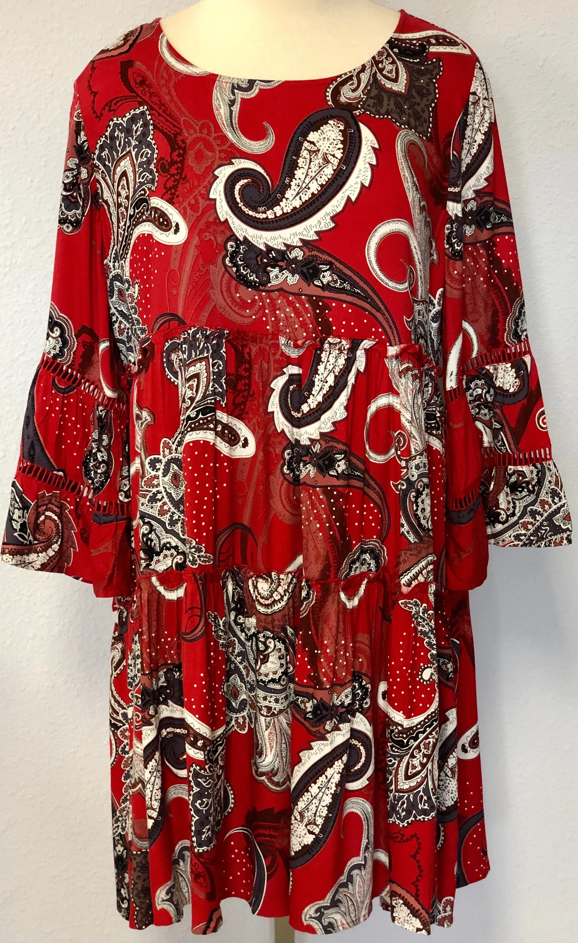PAISLEY PRINT TIERED DRESS
