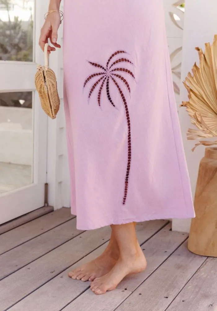 Palm Strapless Dress - Orchid