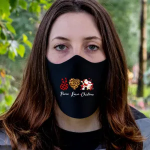 Peace Love Christmas Fitted Face Mask And Covering