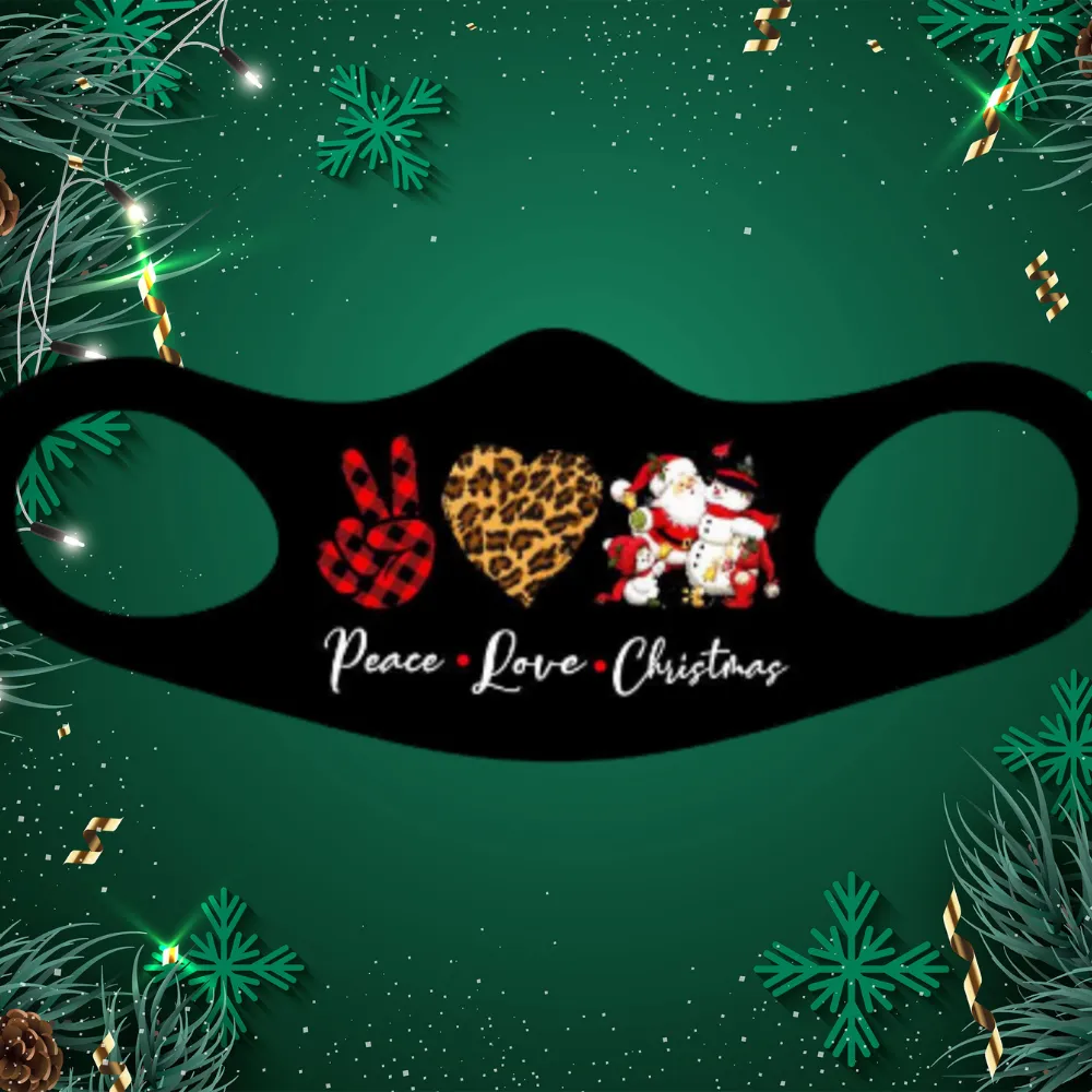Peace Love Christmas Fitted Face Mask And Covering