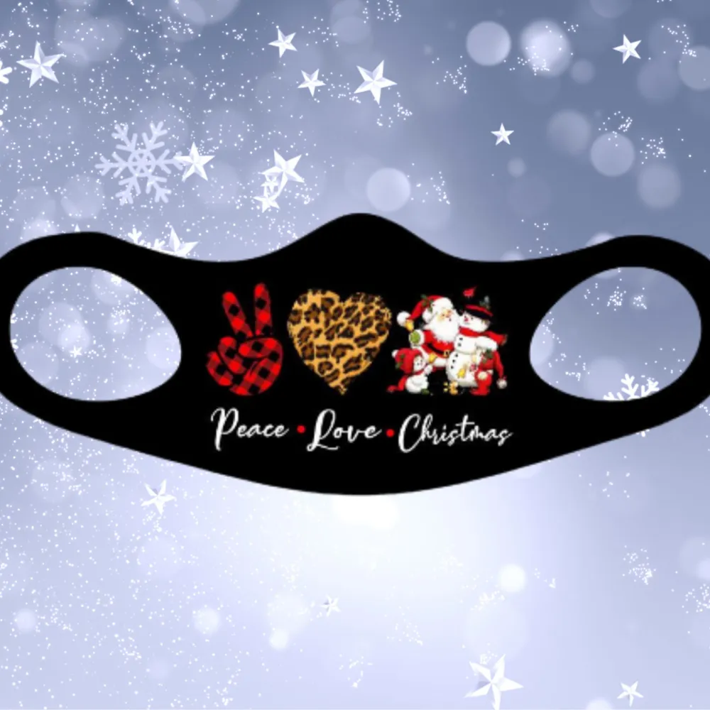 Peace Love Christmas Fitted Face Mask And Covering