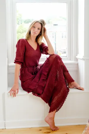 Peasant Top in Burgundy