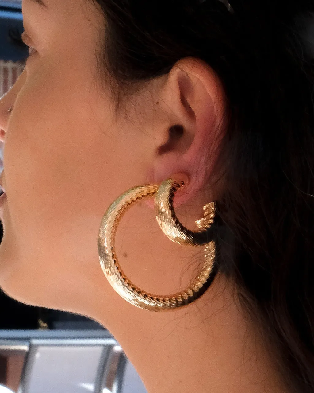 Pepper Textured Tube Hoop Earrings