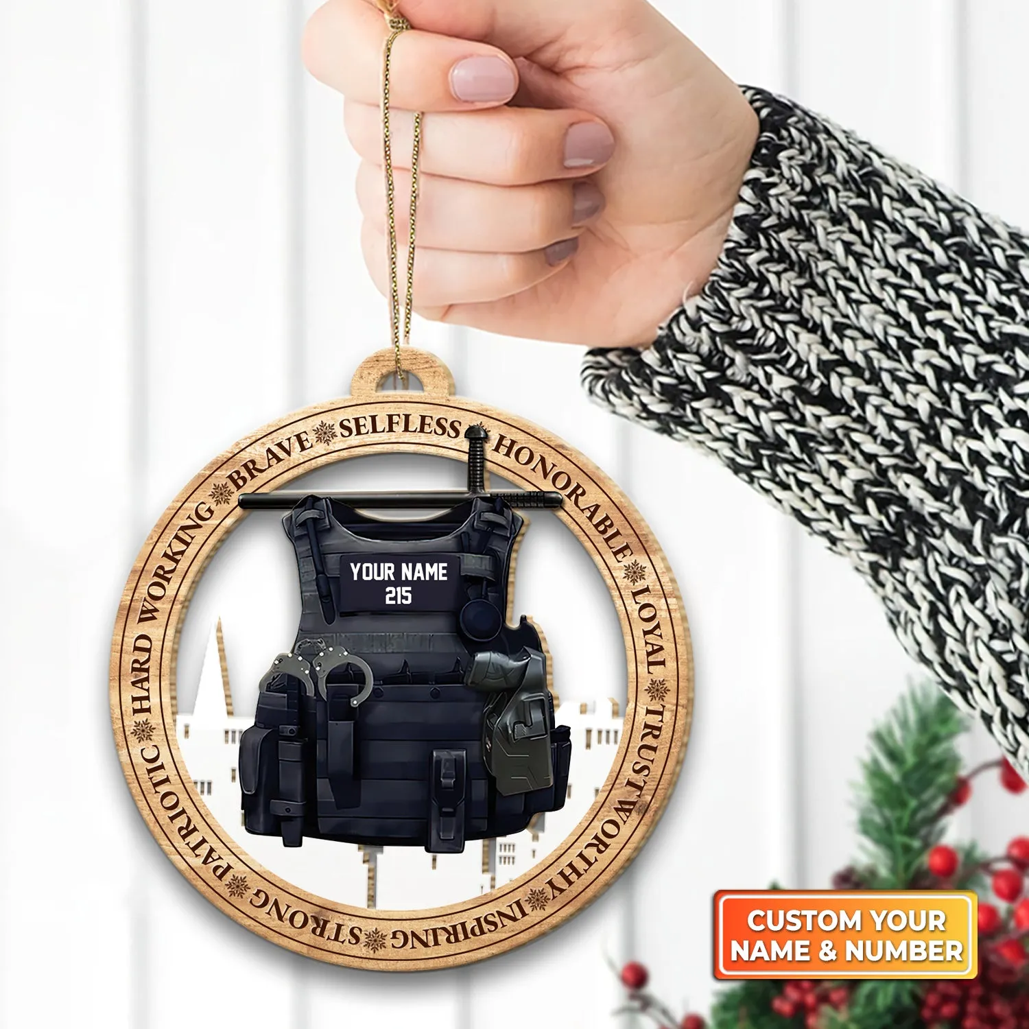 Personalized Police Officer Cut Shaped Acrylic Ornament Proud Police Office Ornament