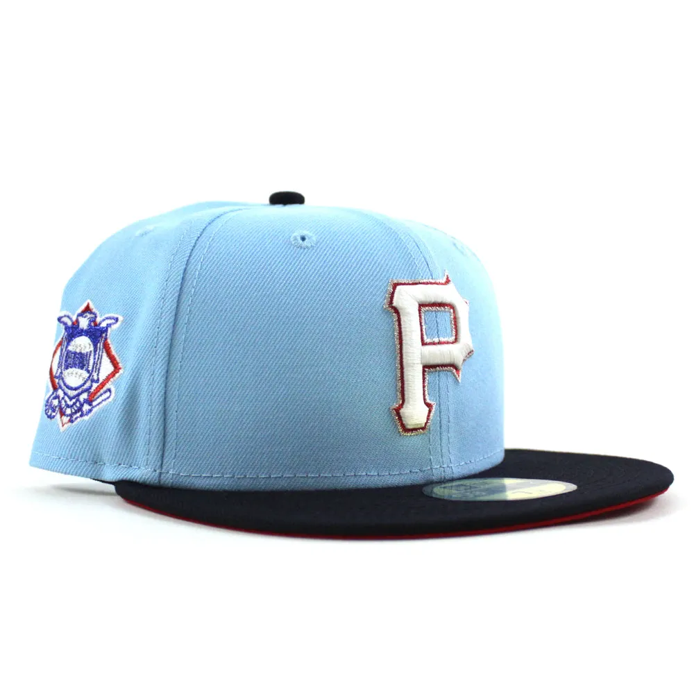 Pittsburgh Pirates National’s Patch 59Fifty New Era Fitted Hat (Blue Navy Scarlet Red Under Brim)
