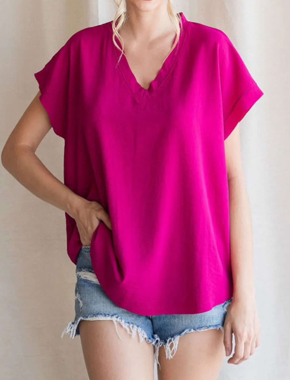 Plus Size Lightweight V-Neck Blouse