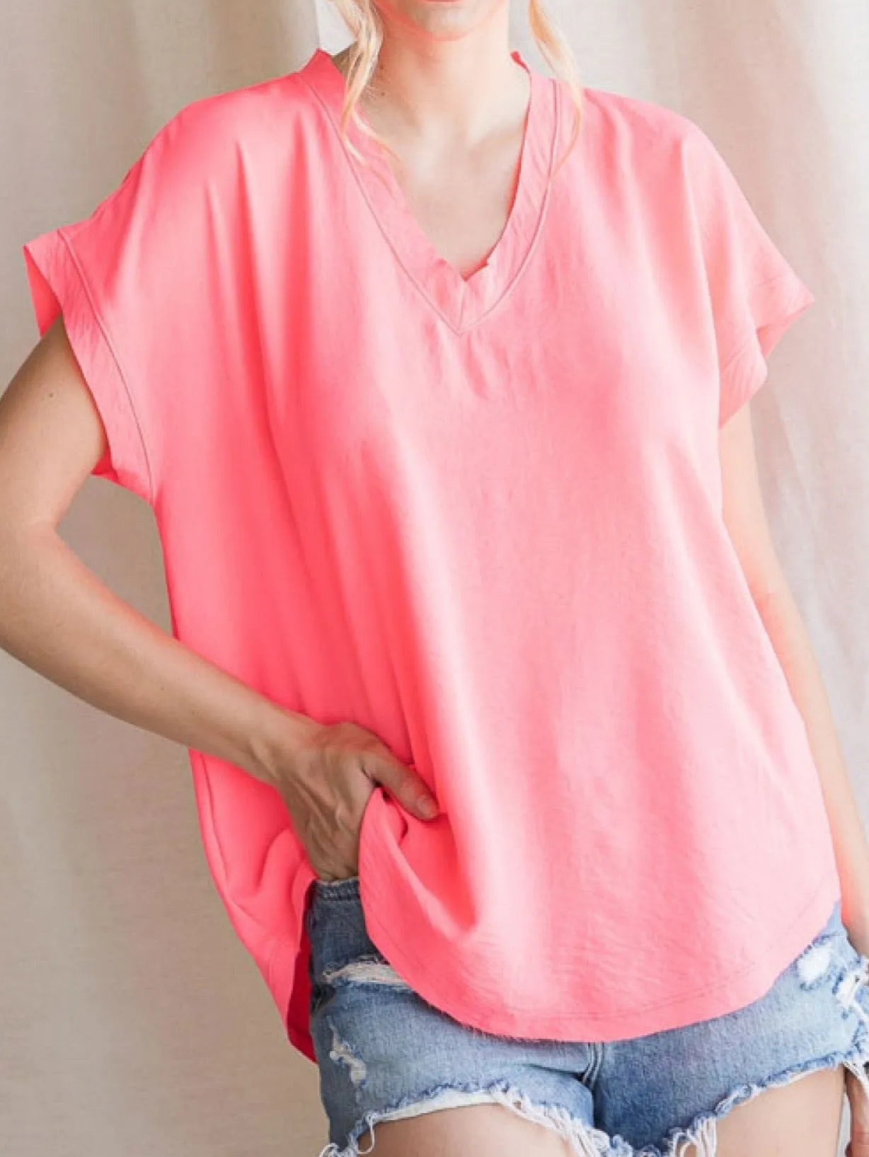 Plus Size Lightweight V-Neck Blouse