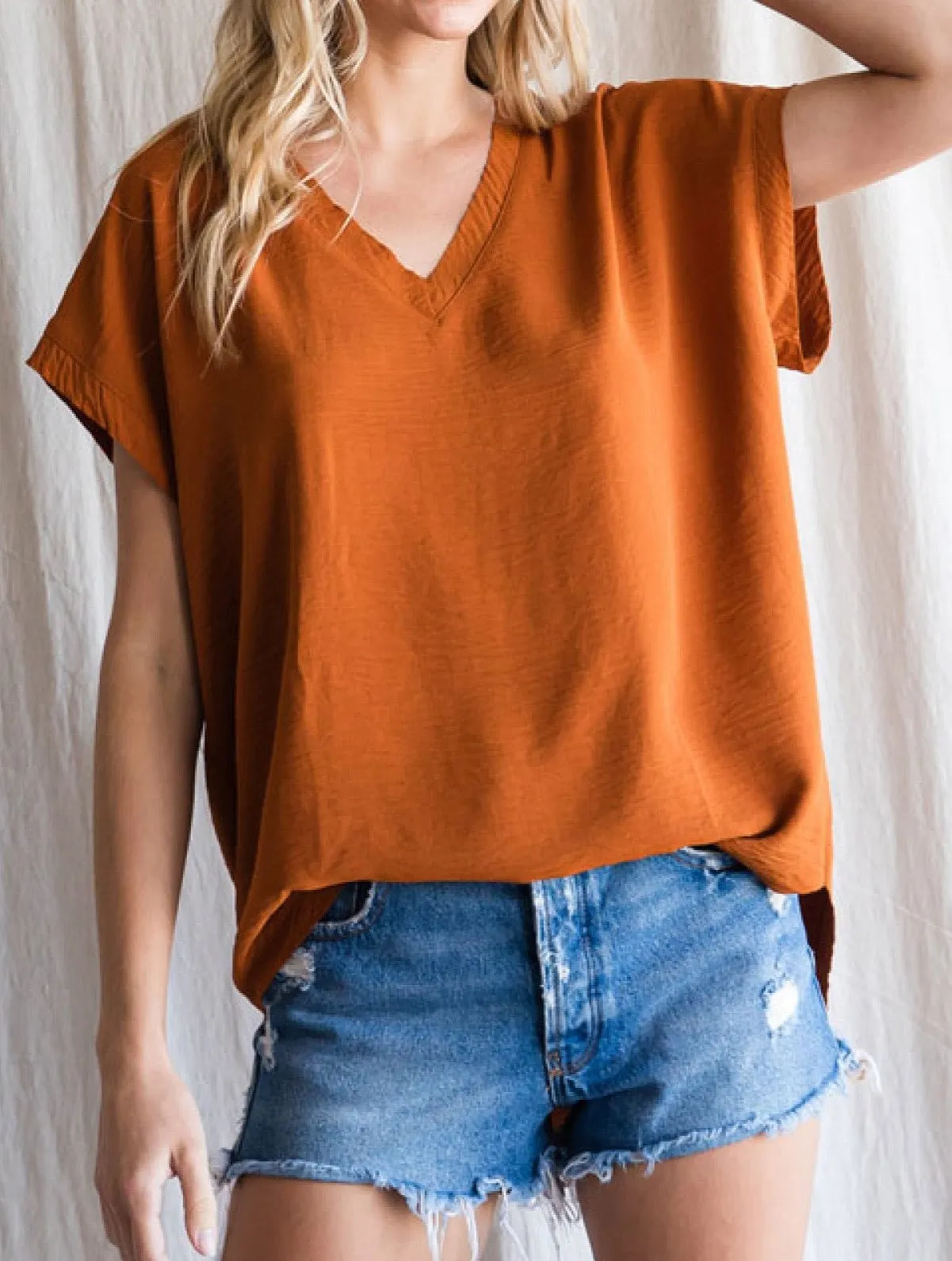 Plus Size Lightweight V-Neck Blouse