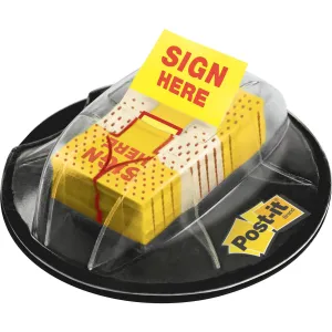 Post-it® 1"W Sign Here Flags in Desk Grip Dispenser