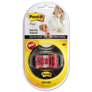 Post-it® 1"W Sign Here Flags in Desk Grip Dispenser