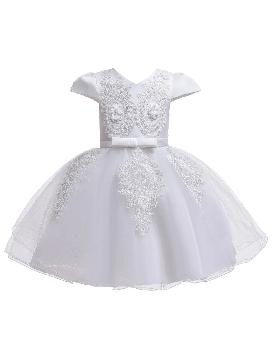Pretty V Neck Short Sleeves Flowers Kids Party flower girl dresses