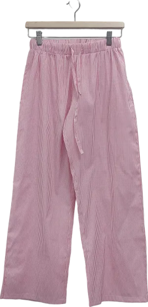 PrettyLittleThing Pink Pinstripe Drawstring Waist Straight Leg Trousers UK 8