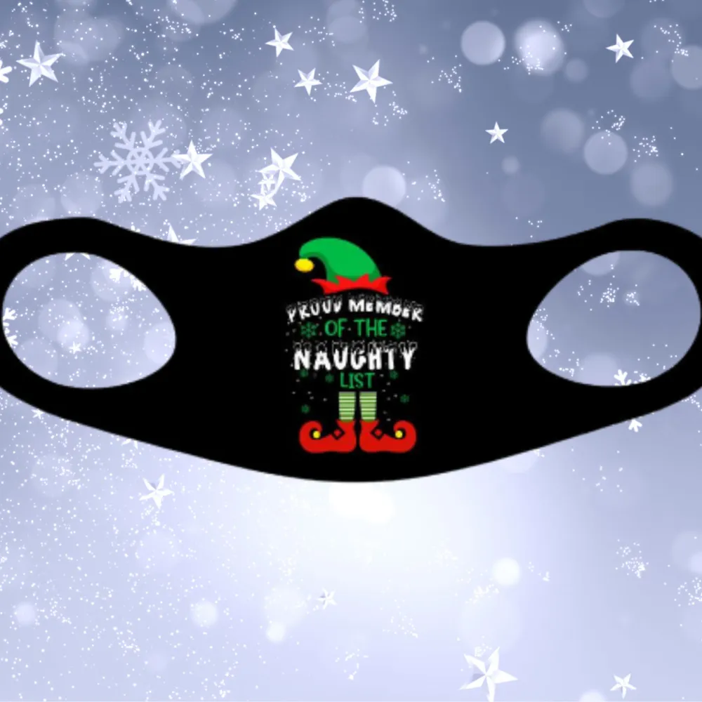 Proud Member Of The Naughty List Christmas Fitted Face Mask And Covering